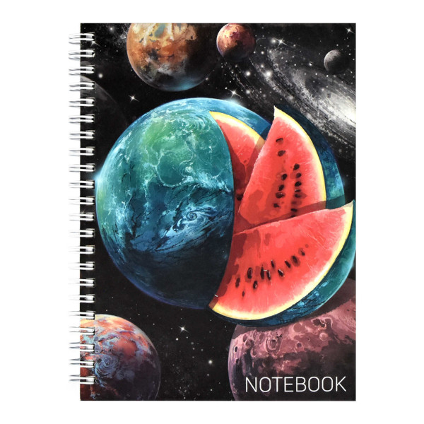 Записная книга А5 80л "Арбуз" клетка, гребень, тв.обл., картон, рисунок 62447. Феникс+.