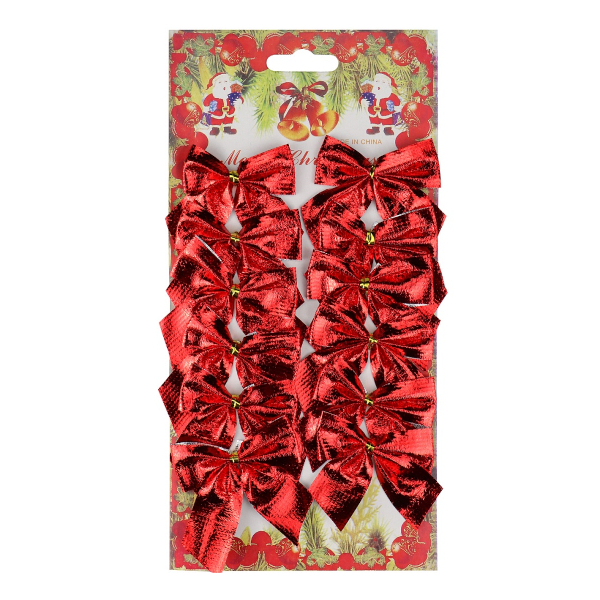 Украшение Бант набор 12шт "Яркий праздник" 5,5см, ПВХ красный НУ-5938 Миленд