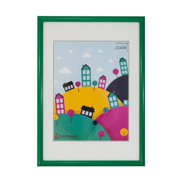Фоторамка 21*30 пластик, багет 13мм, зеленый, вставка стекло "Палитра" Platinum