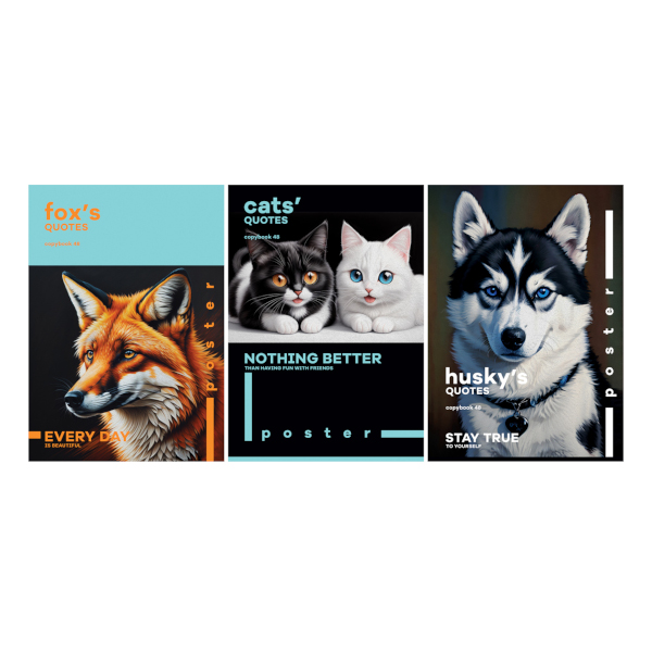 Тетрадь 48л А4 клетка "Poster" картон, ассорти Т4ск48 59459 BG