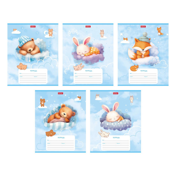 Тетрадь 12л А5 клетка крупная "Спят усталые игрушки" картон, ассорти 12Т5В8 Hatber