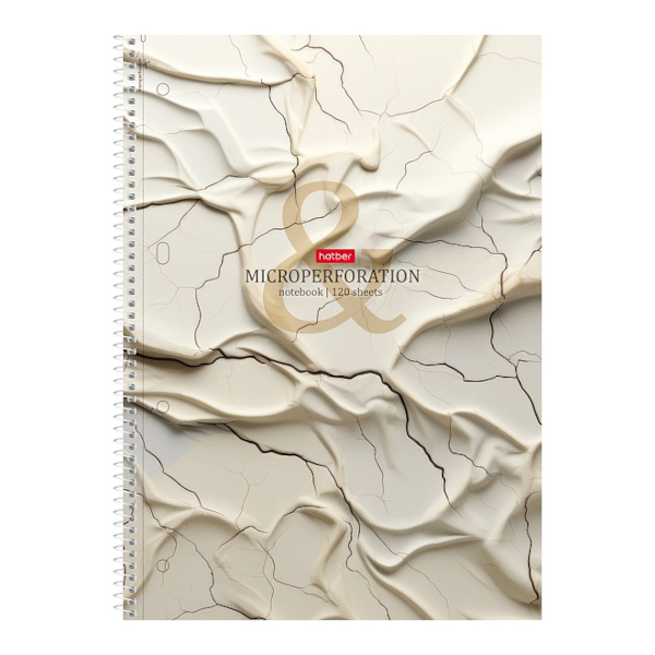 Тетрадь 120л А4 клетка/спираль "Кракелюр" картон, рисунок, перф. 120Тр4лВ1сп_32180 Hatber