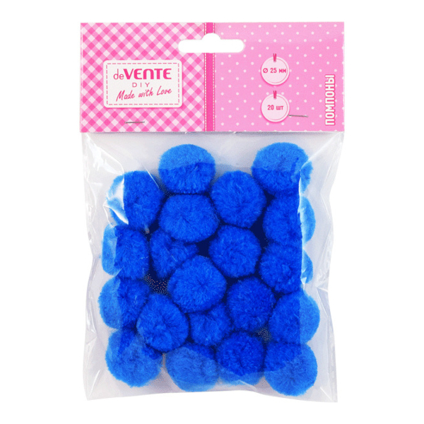 Помпоны 25мм, 20шт, синий 8000022 deVENTE