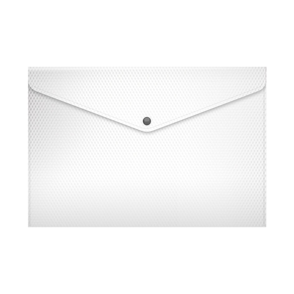 Папка-конверт на кнопке А4, 1отд., 180мкм, белая "Diamond Total White" 54895 Erich Krause