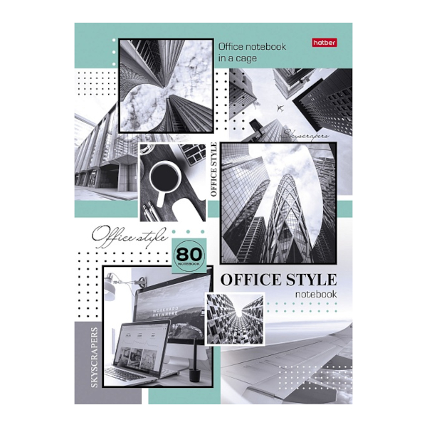Блокнот А4 80л "Office Style" клетка, сшивка, тв.обл., картон, рисунок 80ББ4В1_30387 Hatber