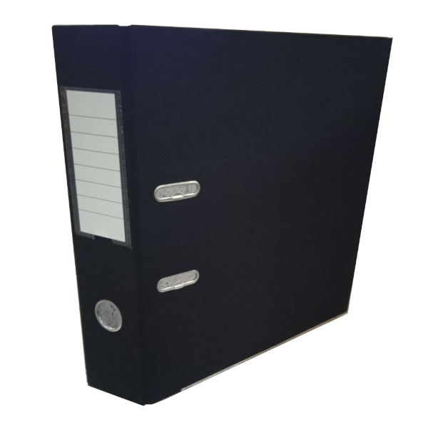 Папка-регистратор А4, 75мм, картон/ПВХ, карман, кант, черный 2400102