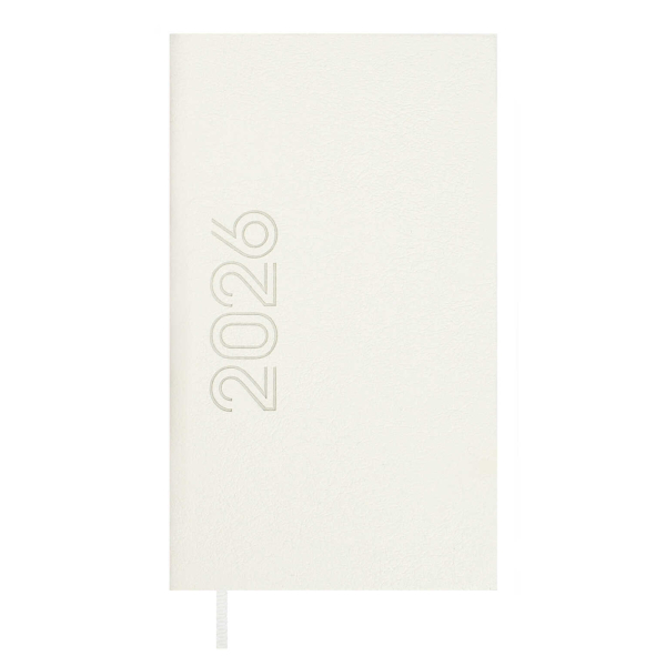 Еженедельник 85*145мм 2026 Escalada "Лозанж" тв.обл., иск.кожа, сшивка, белый 70358