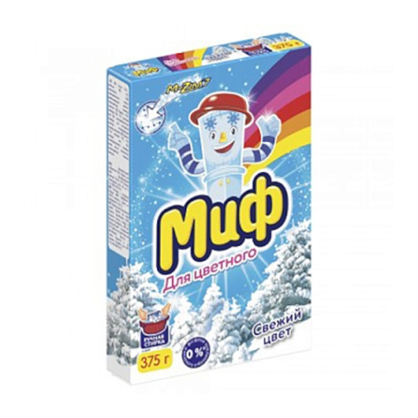 Стиральный порошок 375г Миф "Свежий цвет" руч. стирка 122133