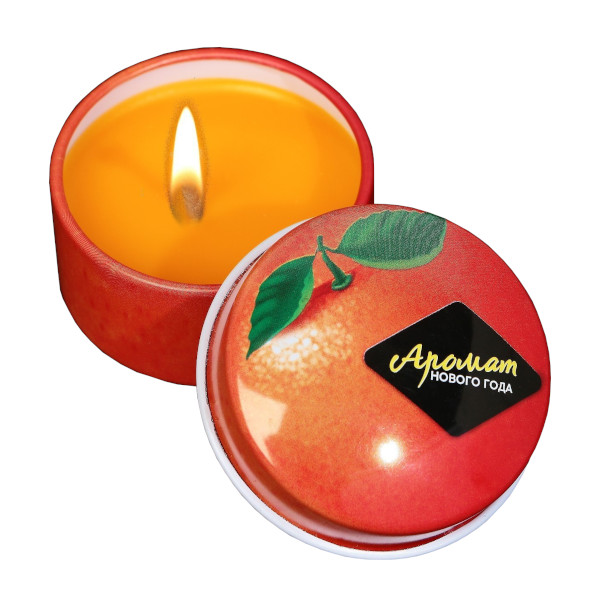 Свеча "Апельсин" 4,8см, аромат., железная банка 4273780 Зимнее волшебство