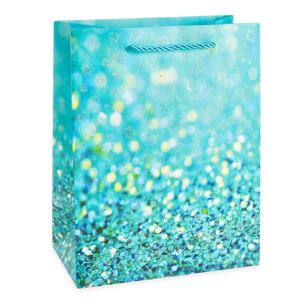 Пакет бумажный 32*26*12см "Гламур. Дизайн 3. Голубой с блестками" 503429 Дон Баллон