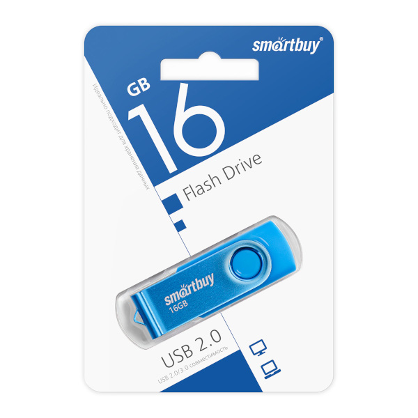 Память Flash Drive 16GB USB 2.0 Smartbuy Twist синий