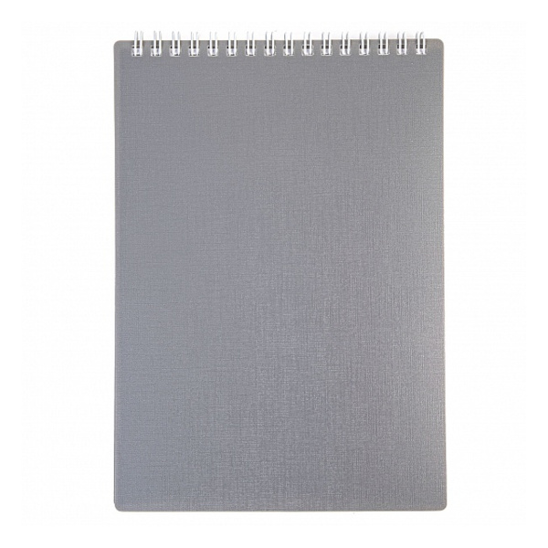 Блокнот А5 80л "Canvas" клетка, гребень, пластик.обл., серый 80Б5В1гр_05314 Hatber