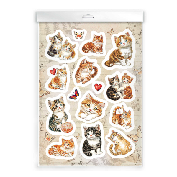 Наклейки бумажные "Пушистые котики" 14,8*21см 72040 Феникс+