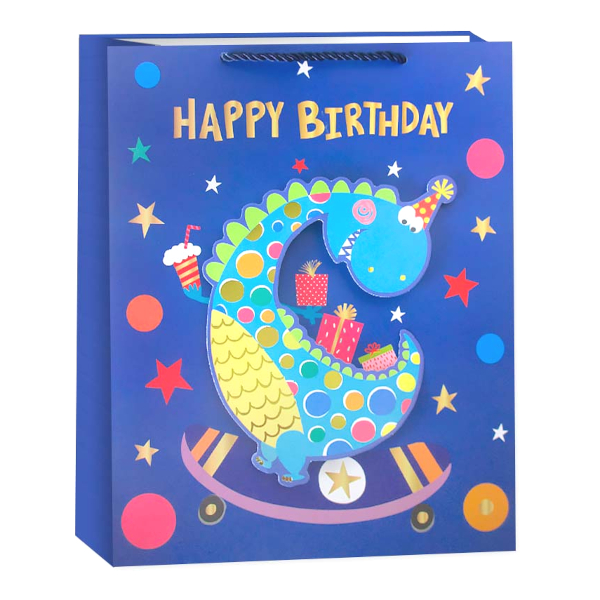 Пакет бумажный 32*26*12см "3D. Happy Birthday. Дизайн 3" 503465 Дон Баллон