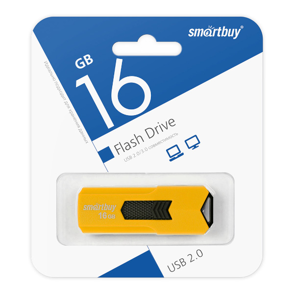 Память Flash Drive 16GB USB 2.0 Smartbuy Stream желтый SB16GBST-Y