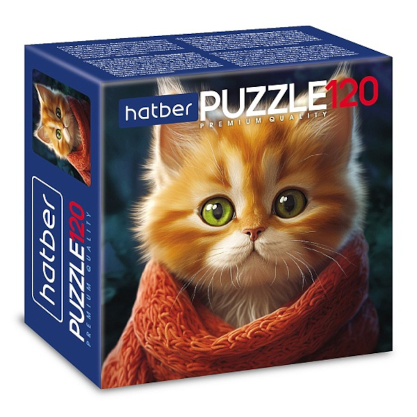 Пазлы 120 элем. дет. "Premium. Рыжий котик" А5 150*150мм 120ПЗ5_32024 Hatber