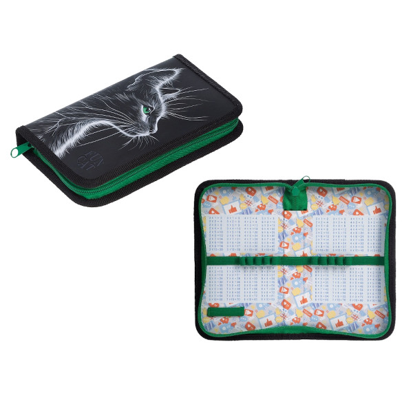 Пенал Hatber "Fun cat" 1 отд., с табл.умножения, 19*11,5см, на молнии NPn_43031