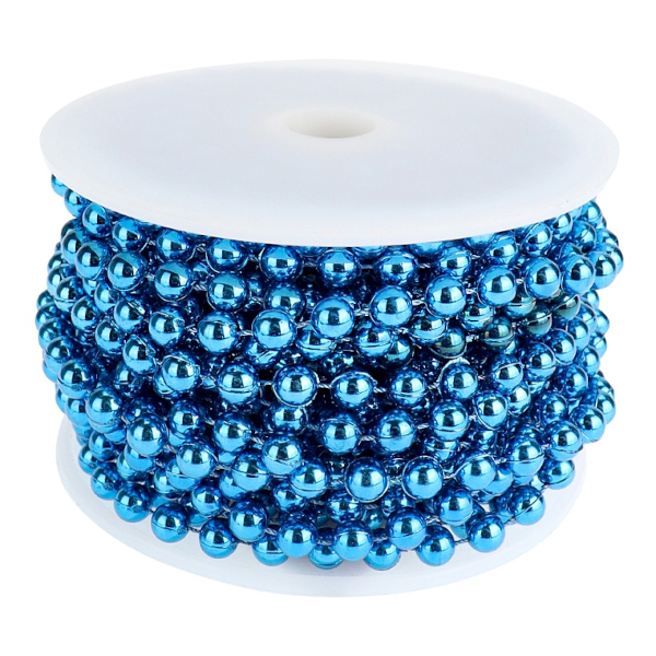 Украшение Бусы "Сказочный праздник" 6мм*10м, пластик, синий НУ-3415 Миленд