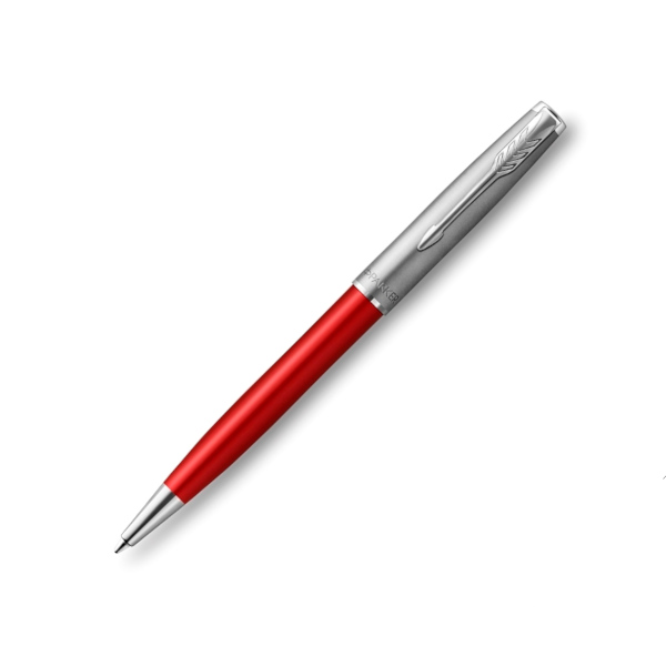 Ручка шар PARKER "Sonnet Sand Blasted Metal & Red Lacquer" черный, хром 1мм 2146851