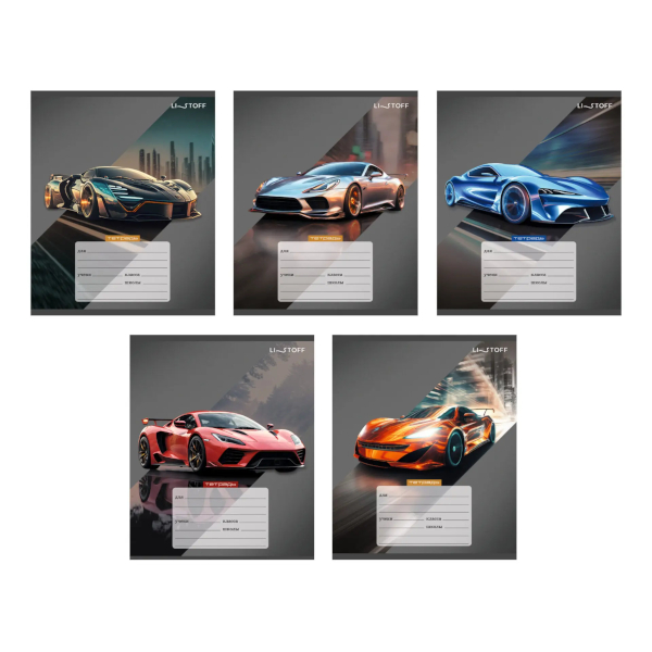 Тетрадь 24л А5 линейка "Стильные авто" картон, ассорти ТЛ249265 Listoff