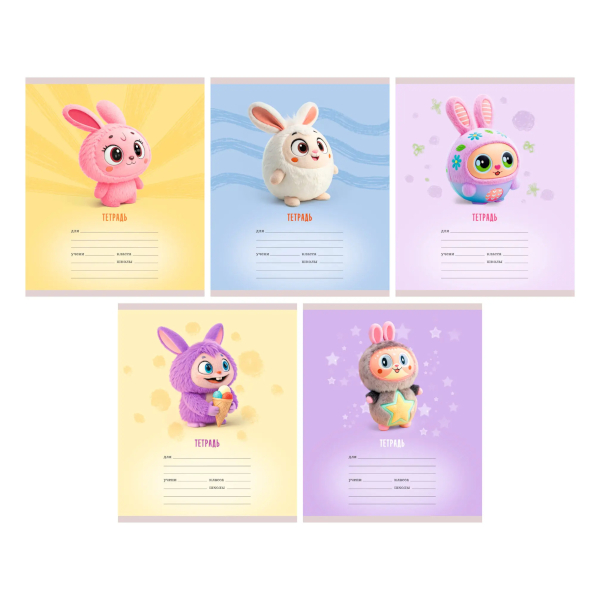 Тетрадь 12л А5 клетка "Веселые ушки" картон, ассорти ТКЛ129593 Listoff