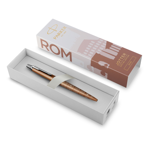 Ручка шар PARKER "Jotter Rome Bronze" синяя, корпус нерж.сталь, корич. 1,0мм 2198197