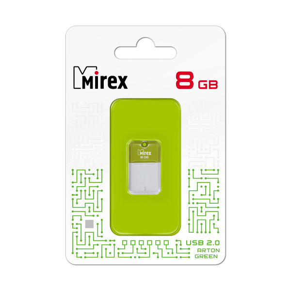 Память Flash Drive 8Gb USB 2.0 MIREX  ARTON GREEN, 13600-FMUAGR08