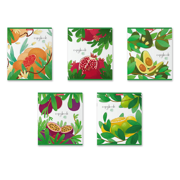 Тетрадь 48л А5+ клетка "Juicy Fruits" картон, ассорти 58280 Erich Krause