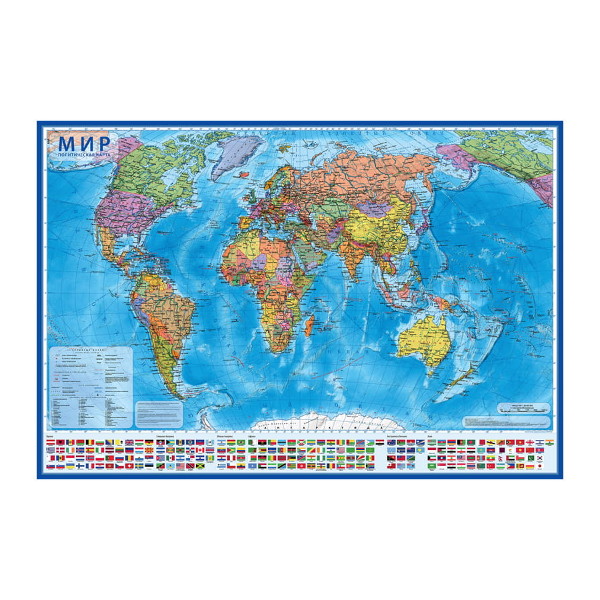 Карта настенная Globen Мир политический 1570*1070мм, 1:21 500 000 ламинация, интерактивная КН063