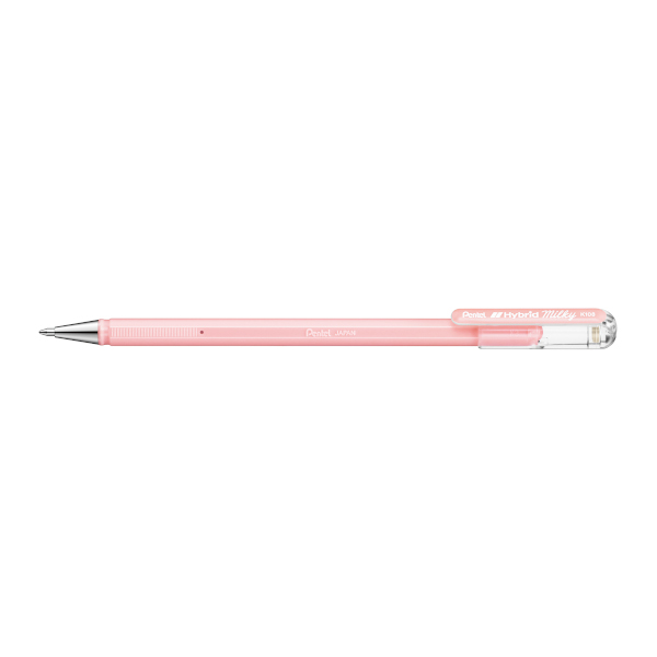 Ручка гелевая 0,8мм, розовый, розовый корп. "Hybrid Milky" K108-PP Pentel
