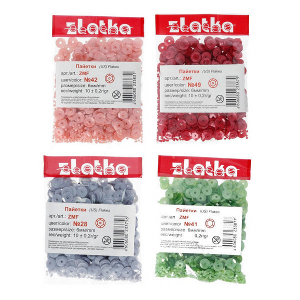 Набор для творчества Zlatka пайетки, 6мм ZMF 1шт