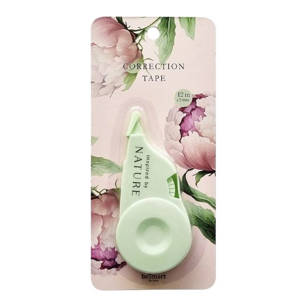 Корректор ленточный 5мм*12м "Peony. Зеленый" блистер BSCT002-03 Be Smart