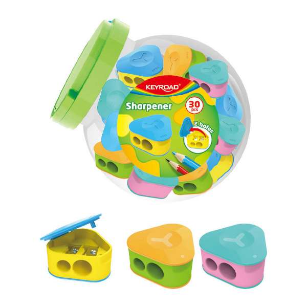 Точилка Keyroad "Triangle" 2 отв., пластик, ассорти KR972284