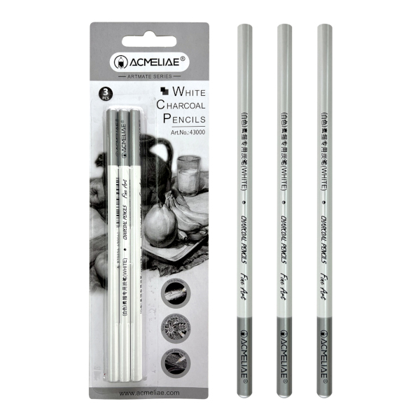 Набор карандашей угольных "Fine Art" 3шт, белый 43000 ACMELIAE