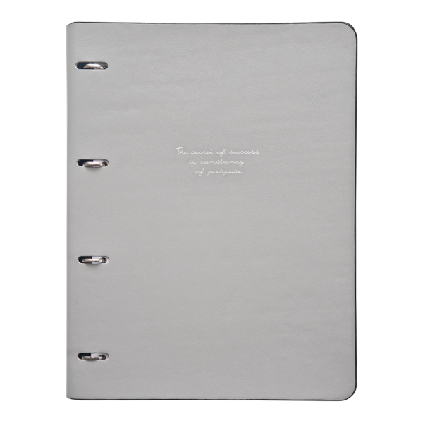 Тетрадь 120л А4+ клетка на кольцах "Quote. Серый" иск.кожа N3824 Infolio