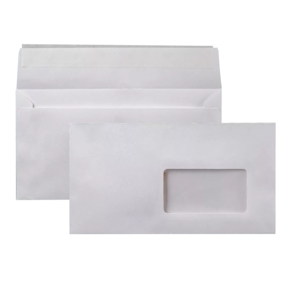 Конверт Е65 110*220мм прав.окно, без запечатки, стрип  41391 РПФ