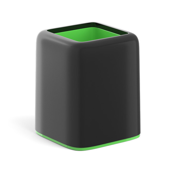 Подставка-стакан для пиш. прин. "Forte. Accent" 8,5*8,5*10,4см, квадрат., пласт, черн/зелен 55839 EK