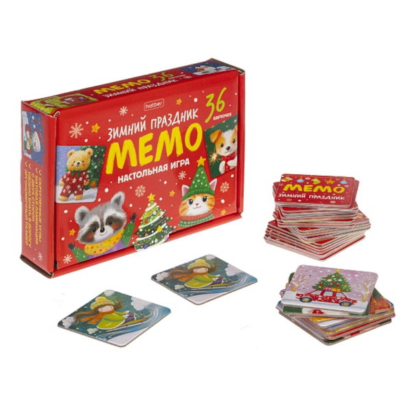 Игра настольная "МЕМО. Зимний праздник" 36 карточек в коробке 36ИнМ_35272 Hatber