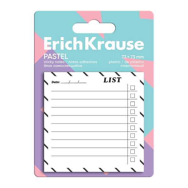 Липкий блок Erich Krause "Пастель. Планер" 73*73мм, 20л, линейка 63673