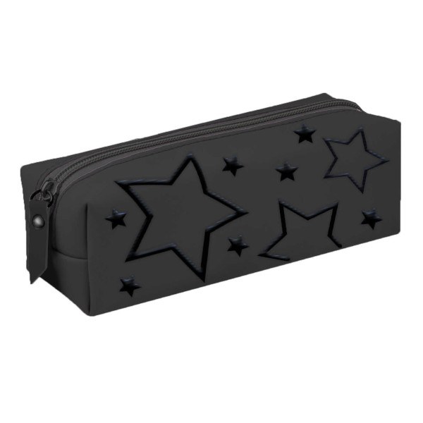 Пенал-косметичка 1 отд., 19,5*6*5,5см "Черные звезды" без напол., иск.кожа 68968 Феникс+