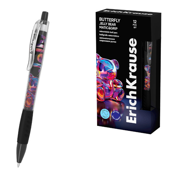 Ручка шар. автомат. масл. осн. 0,7мм, синий, рисунок на корп. "Jelly Bear" 63687 Erich Krause