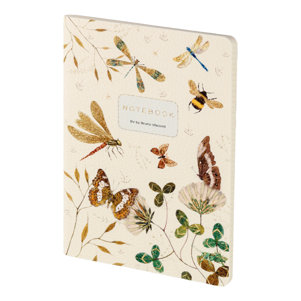 Тетрадь 60л А5 клетка/сшивка "Бабочки. Стрекозы" иск.кожа, рисунок 7-60-1384/15 Bruno Visconti