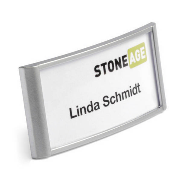 Бейдж 34*74мм горизонт., магнит, пластик, серебристый "Classic" 8542-23 Durable (1шт)