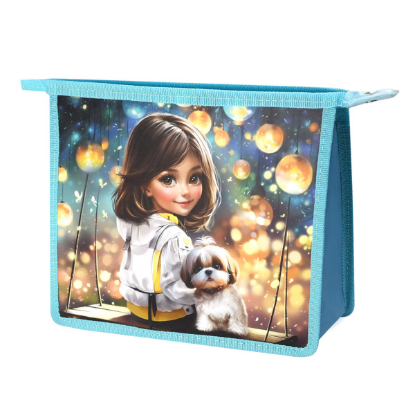 Папка для тетрадей А5 1отд., пластик, молния "Шатенка с собачкой" 69296 Феникс+