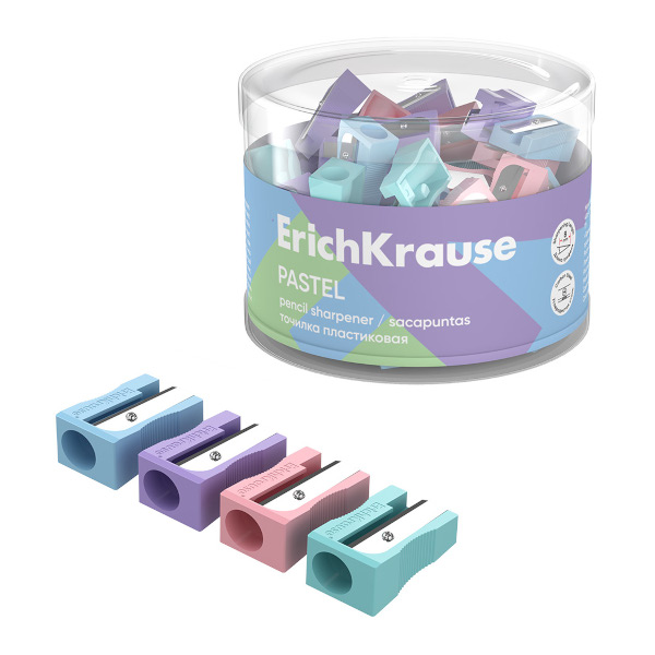 Точилка Erich Krause "EasySharp Pastel" 1 отв., пластик, ассорти 59985