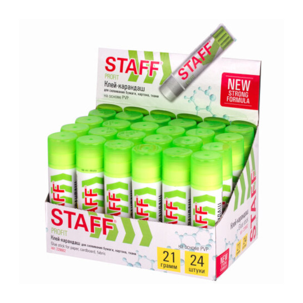 Клей-карандаш 21г, PVP "Profit" УСИЛЕННЫЙ 228662 Staff