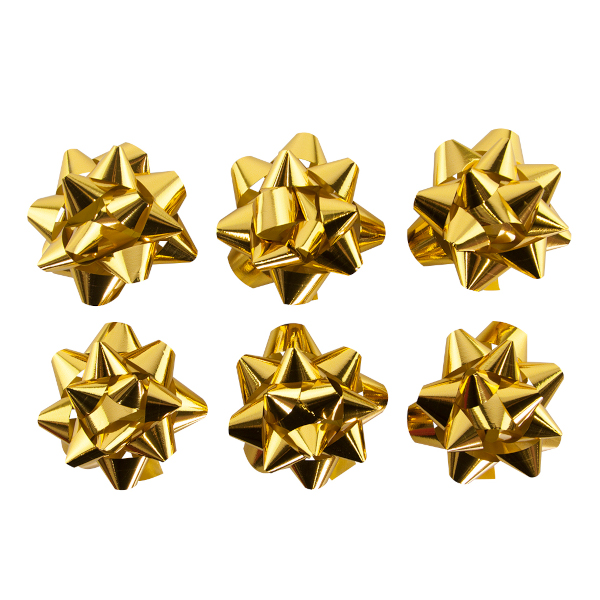Бант для подарочной упаковки "Звезда" 7,6см металлик, золотой 6231058 (1шт) Дон Баллон