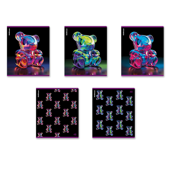 Тетрадь 48л А5+ клетка "Jelly Bear" картон, ассорти 63305 Erich Krause