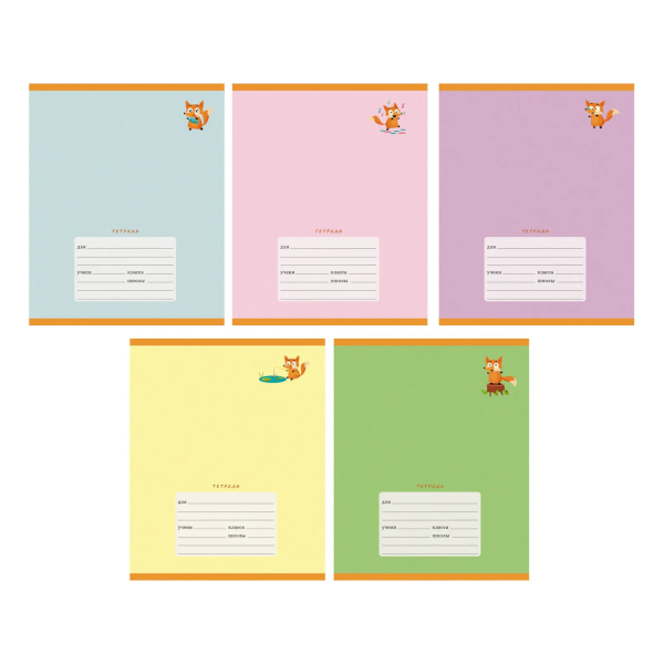 Тетрадь 12л А5 линейка "Лисята" картон, ассорти ТЛ127574 Listoff