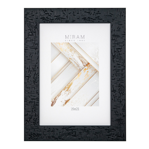 Фоторамка 15*21 пластик, багет 30мм, черный, вставка пластик, ножка 651577-6 МИРАМ